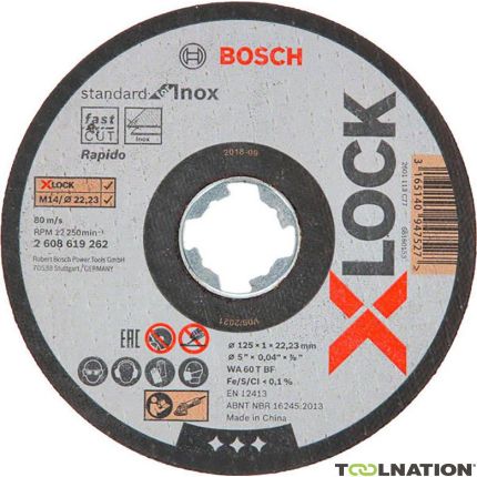 Boschw X-LOCK Discos de amolar estándar para Inox 125x1x22,23 10 unidades en una lata 2608619267 - 1