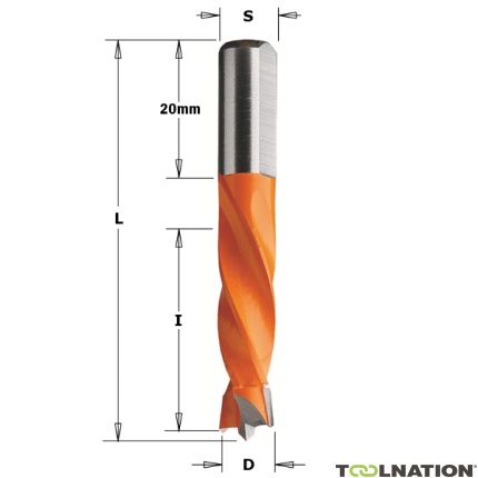 CMT 306.060.11 Broca para espigas HM 6 x 8 x 55,5 mm Derecha - 1