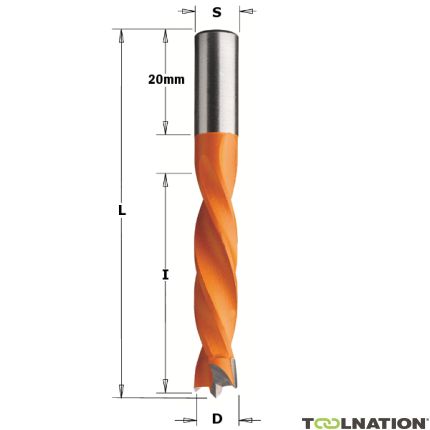 CMT 307.120.11 Broca para espigas HM 12 x 8 x 67 mm Derecha - 1