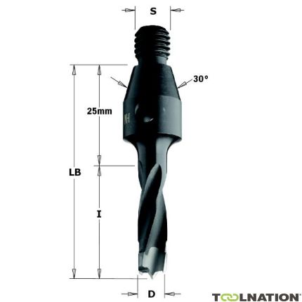 CMT 341.050.11 Broca con cono central 30° 5mm, mango M10, derecha - 1