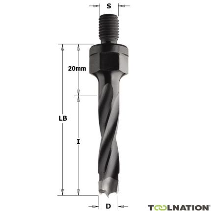 CMT 344.050.12 Broca para espigas 5mm, mango M8, izquierda - 1