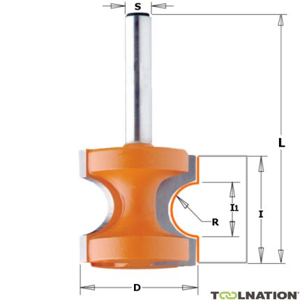 CMT 954.004.11 28,6 mm Fresa semirredonda R=6,35 mango 8 mm - 1