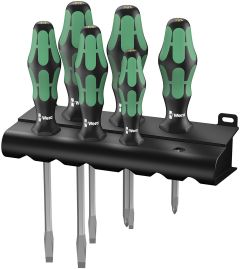 Wera 05007680001 334 SK/6 Juego de destornilladores Kraftform Plus punta láser + soporte, 6 piezas