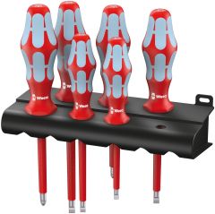 Wera 05022745001 Juego de destornilladores 3165 i/6 VDE, acero inoxidable + soporte, 6 piezas