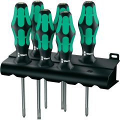 Wera 05105622001 335/350/355/6 Juego de destornilladores Kraftform Plus Punta láser + soporte, 6 piezas