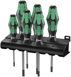 Wera 05138250001 367/6 Juego de destornilladores TORX BO Kraftform Plus + soporte, 6 piezas