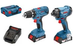 Boschw Taladro inalámbrico GSR 18V-21 + atornillador de impacto GDR 18V-160 18 voltios 2,0 AH Li-Ion en L-BOXX 06019G5101