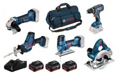 Boschw Kit de 5 herramientas 18V - 5 máquinas + 3 x batería 18V 4.0Ah Li-Ion Combo Set 0615990L59