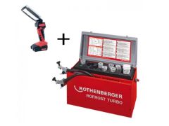 Rothenberger 1000001703 Rofrost Turbo 1 1/4" R290 Sistema de congelación de tubos + 6 cubetas de reducción + juego de lámparas RO FL180