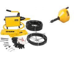 Rems 172X01 R220 Cobra 22 Set 16 + 22 Desatascador eléctrico de tuberías + Desatascador de tuberías Mini-Cobra