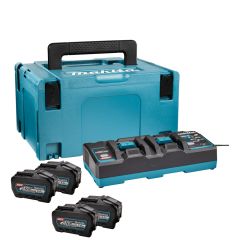 Makita 191U42-2 Juego de arranque XGT DC40RB Cargador doble + 4 x Batería BL4050F 40V max 5.0Ah en caja MB