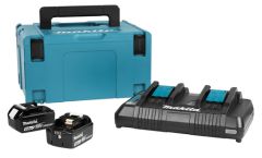 Makita 197629-2 Kit de inicio - 2 x Batería BL1850B 18V 5.0Ah + Cargador Duo DC18RD en MBox 3