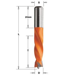 CMT 306.070.11 Broca para espigas HM 7 x 8 x 55,5 mm Derecha