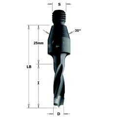 CMT 341.050.11 Broca con cono central 30° 5mm, mango M10, derecha