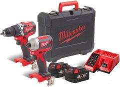 Milwaukee 4933464536 Juego combinado M18 CBLPP2A-402C - Taladro a batería M18 CBLPD + Llave de impacto M18 CBLID 18V 4.0Ah Li-Ion