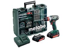 Metabo 602217880 BS 18 Quick set taladro/atornillador sin cable 18V Li-Ion (2 baterías de 2.0Ah) + set de accesorios de 73 piezas en maletín