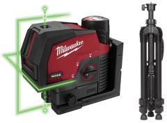 Milwaukee CLLP-301-CTRP120 M12 CLLP-301C Láser de línea transversal/láser de línea de plomada verde 12V 3.0Ah li-ion + TRP120 Trípode