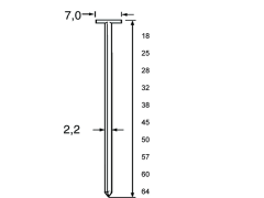 Dutack 5220034 TN22 Clavos en T galvanizados 18mm 2000 piezas