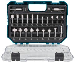 Makita D-74778 Juego de fresado 8 mm 22 piezas en estuche de plástico