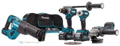 Makita DK0126G401 Juego combinado 40V Max 4.0Ah Li-Ion - Taladro sin cable DF001G + Llave de impacto TD001G + Amoladora GA005G + Sierra de sable JR001G