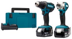 Makita DLX2339J - Taladro a batería DDF482 + Llave de impacto DTD156 18V 3.0 AH Li-ion