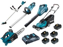 Makita DLXOPE 2 x 18V 5.0Ah Li-Ion batería jardín set 5 piezas