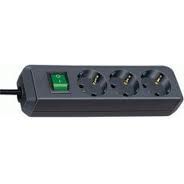 Brennenstuhl 1152900 Eco-Line Regleta de 3 elementos + interruptor 5m H05VV-F 3G1,5 negro