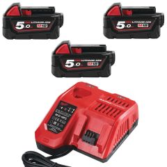 Milwaukee 4933451423 M18 NRG-503 - M18 B5 Starter Set 18V 5.0Ah Redlithium-Ion + Schnelllader M12-18FC