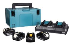 Makita 197626-8 Juego - 4 x Batería BL1850B 18V 5.0Ah + Cargador Duo DC18RD en MBox 3