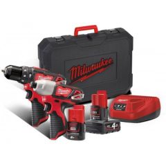 Milwaukee 4933443497 M12 BPP2B-421C Powerpack M12BPD Taladro de impacto + M12BID Destornillador de impacto 12V 4.0/2.0Ah